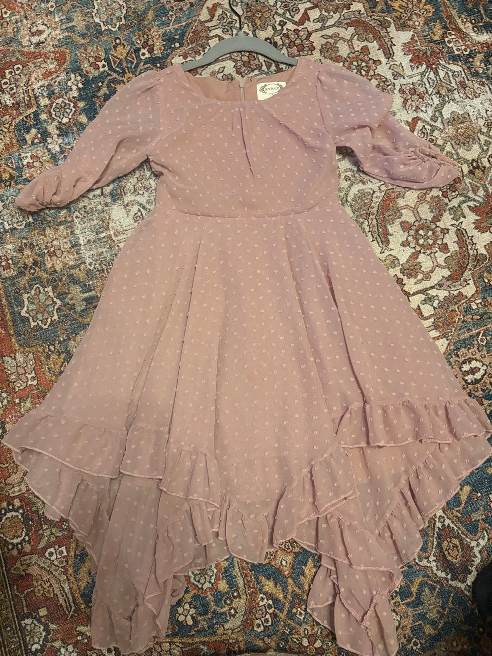 Joyfolie Dusty Rose Ruffled Hem Party Dress